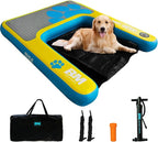 Beyond Marina Dog Pool Ramp - Inflatable Dog Water & Boat Ramp for Lake, Floating Pontoon Dock Ladder with Non-Slip EVA, PUP ON Standard, Extra Large 59" x 47" x 6", Blue/Yellow, Supports 230 lbs