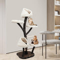 6-Tier Cat Flower Tree, 63.8inches Tall Cat Tower, Multi-Level Cat Tower 22lbs Load Capacity, Cat Climbing Frame, Flower-Themed Cats Tree with Cat Nest & Scratching Posts (Brown and White)