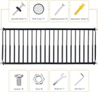 10''-15.8'' Height Adjustable Dog Gate, Extra Wide 18.1"-46" All Metal Short Dog Gate to Step Over, Pressure Mount Small Pet Puppy Gate for Stairs & Doorways(Black)