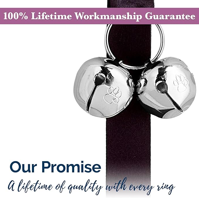 PoochieBells Dog Door Bells for Potty Training, Quick & Easy Puppy Potty Training Method Included, Handcrafted in USA with Loud, Paw-Safe Bells, Midnight Black