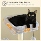PEQULTI 62" Cat Tree for Indoor Cats, Multi-Level Cat Tower with Cozy Cat Condo Clearance Prime, Grey