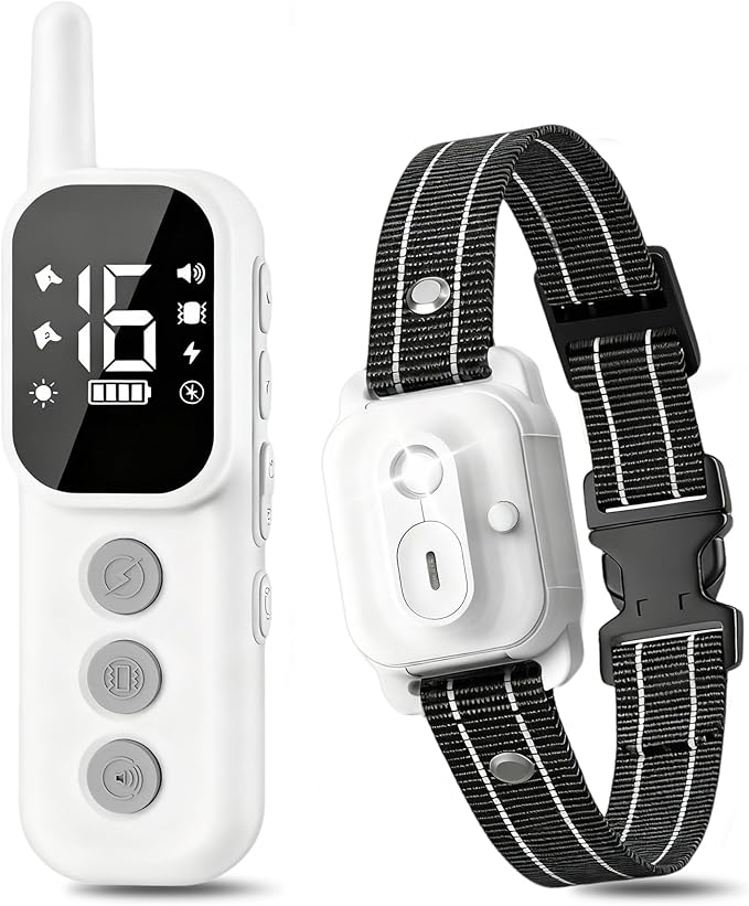 Dog Shock Collar - 3300 FT Remote Dog Training Collar, IP7 Waterproof, 4 Training Modes Lighting,Beep,Vibration,Safe Shock, Dual Channel E-Collar with Safety Lock for All Breeds (10-150 lbs)