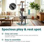 FurHaven 69.3" Tall Cat Scratching Post Tower for Indoor Cats, Sisal Cat Tree with 2 Condos, Tiger Tough Double Decker Playground, Toys & Perches for Cats, Sisal, Silver Gray