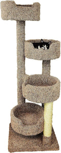 Maykoosh Rustic Recluse Large Cat Tower with Easy to Access Spacious Perches, Carpet Upholstered Cat Tree for All Cat Breeds, Multi-Perch Cat Tree with Sisal Rope Scratch Post Brown