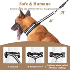 Mayerzon Martingale No Pull Dog Collar, Reflective Walking Collar for Large Medium Dogs Pitbull Belgian Malinois Doberman that Pull, Anti Pull Dog Collar (Black, X-Large,3mm,18"-26" Neck)