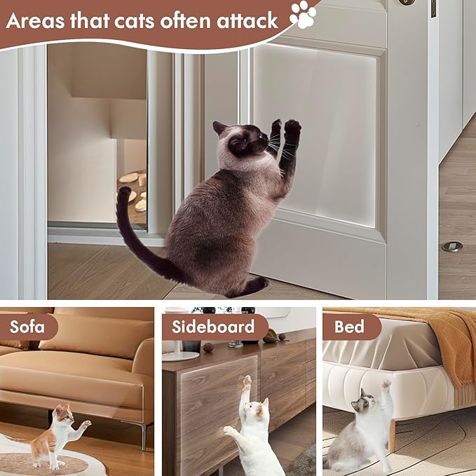 Cat Scratch Furniture Protector - 4.9"x500" Couch Protector from Cat Claws with 50 Pins, Clear Anti Scratch Furniture Protector Cat Couch Protector for Furniture、Door、Wall