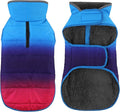 Dog Winter Coat, Waterproof Dog Jacket with Leash Hole, Reflective Adjustable Pet Snow Vest, Warm Fleece Sweater for Small Medium Large Dogs - Gradient Blue, S