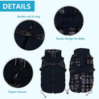Geyecete Winter Warm Coat Waterproof Dog Winter Jacket with Harness Traction Belt,Pet Outdoor Jacket Dog Autumn and Winter Clothes for Medium, Small Dog-Navy-XS