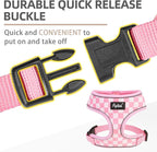PUPTECK Soft Mesh Dog Harness and Leash Set Pet Puppy Cat Comfort Padded Vest No Pull Harnesses, Checkered Pink&White, S