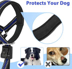 BARKLESS Soft Dog Head Collar, Patented Padded No Pull Head Halter, Training Nose Leash with Safety Link for Medium Large Dogs, Adjustable Muzzle Leash, Easy Control for Walking(Blue, L)