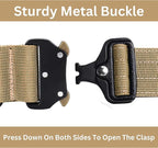 Heavy Duty Tactical Dog Collar, Adjustable Nylon with Metal Buckle, Multiple Colors (Tan, XL)