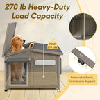 Outdoor Wooden Dog House for Small & Medium Dogs, Weatherproof Winter Dog Kennel with Openable Roof & Window, Chew-Resistant Frame, Cozy Indoor Shelter