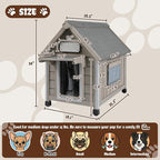 Wooden Outdoor Dog House for Small Dogs, Weatherproof Pet Shelter with Reinforced Frame, Ventilated Window, PVC Door Flap, and Nameplate,18" L x 25" W x 24" H