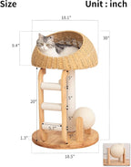 Wood Cat Tree for Large Cats, Modern Cat Tree Tower with Wide Shelves Cotton Scratching Posts, Super Sturdy Base, Cozy Perches, and Interactive Toys for Indoor Kittens