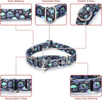 Martingale Dog Collars - Flower Multicolor Cute Patterns, Adjustable Nylon Training Dog Collar Suitable for Boy and Girl Dogs Medium Large Dogs (M, Green)
