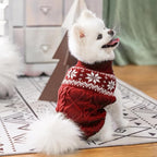 Warm Winter Pink Dog Sweater - Cold Weather Pet Clothes for Small Medium Large Dogs Indoor Outdoor, Soft Classic Knit Puppy Apparel Coat, Dark Red, XS