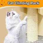 Door Hanging Cat Shelf 4-Levels Cat Tree Climber, No Drilling, Natural Solid Wood Cats Shelves Ladder, 59x15x10inch Pet Jump Shelf(Cat)