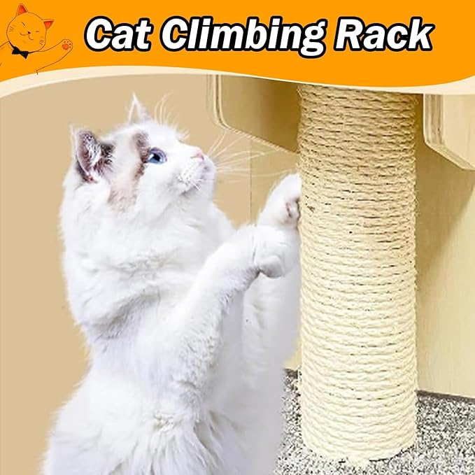 Door Hanging Cat Shelf 4-Levels Cat Tree Climber, No Drilling, Natural Solid Wood Cats Shelves Ladder, 59x15x10inch Pet Jump Shelf(Panda)