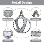 AMTOR Small Dog Harness with Leash Set, No Escape Easy Walk Puppy Harnesses for Training Walking, Step-in Reflective Soft Dogs Vest for XS S Medium Extra-Small Large Sized Dog(M,Grey)