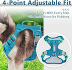 BARKBAY Dog Harness No Pull Oxford with ID Tag Pocket - Heavy Duty, Reflective, Easy Control for Large Dogs(Aqua Oxford,S)