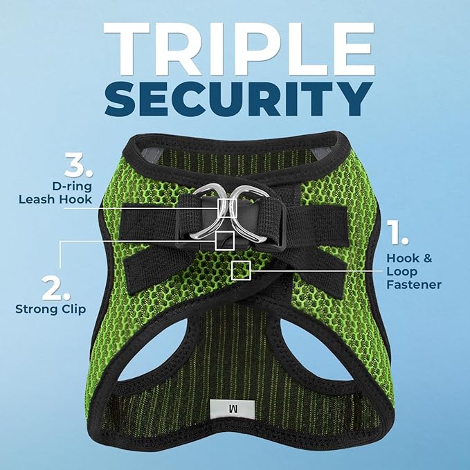 Best Pet Supplies - All Weather Mesh/Plush, Reflective, No Pull Harness for Small, Medium Dogs, Cats - Secure with Hook & Loop Fastener, Buckle, Double D-Rings - Lime Green 2-Tone, XS