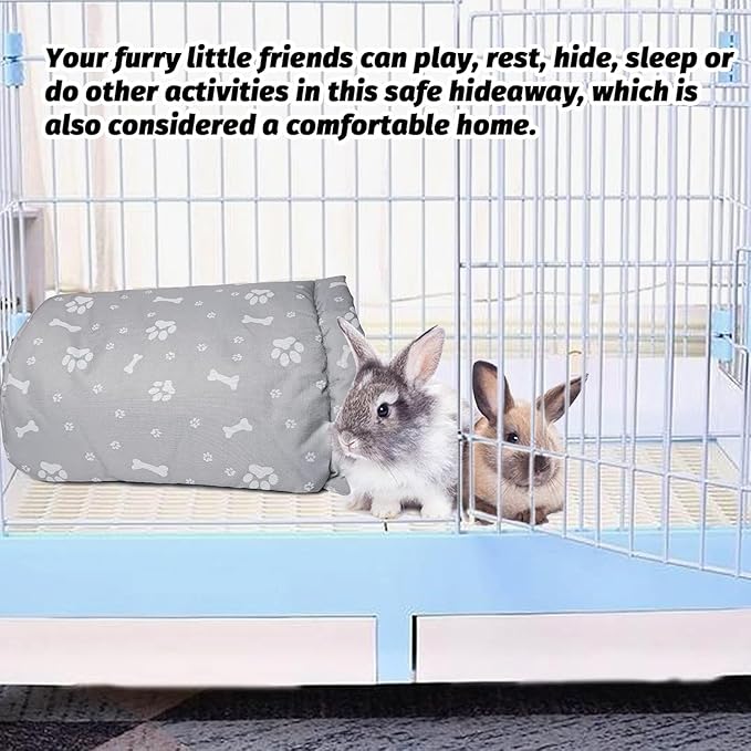 Hamiledyi Bunny Cave Bed Small Animal Warm Nest Habitats Guinea Pig Hideouts Stray Cats Shelter Cage Accessories for Hamster Cats Rat Mice Chinchilla Flying Squirrel (Grey)