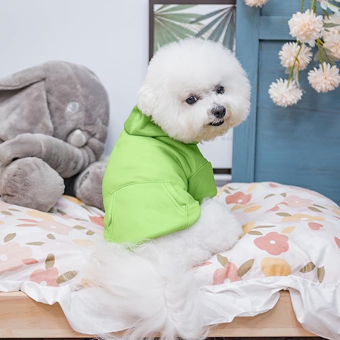 KOOLTAIL Dog Hoodie for Large Medium Small Dogs, Soft and Warm Pet Sweater with Leash Hole and Pocket Boy Girl, Puppy Fall Winter Jacket Clothes, French Pitbull Cold Weather Coat Sweatshirt,Green SM
