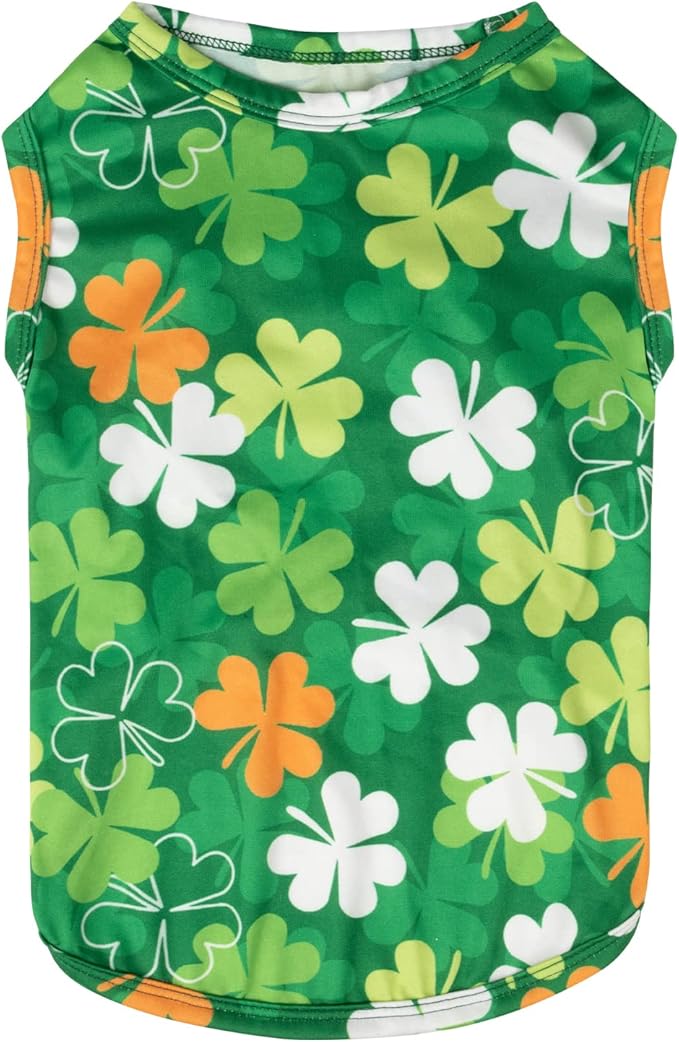 CuteBone Dog Shirts 2-Pack St.Patrick's Day & Easter Soft Pet Clothes Breathable Summer Vest for Small Puppy and Stretchy Cat Apparel 2BX12XL