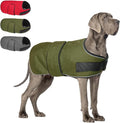 BEAUTYZOO Dog Winter Coat for Large Dogs Waterproof, Warm Reflective Great Dane Oxford Canvas Jacket, Fleece Dog Cold Weather Coats Windproof for Female Male Dogs, Green L