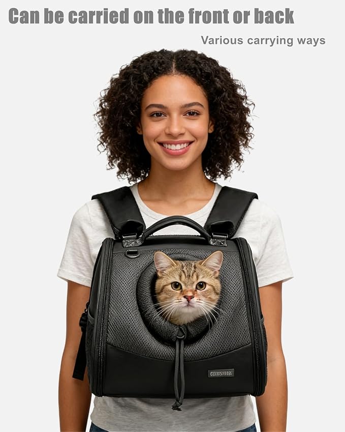 Pet Dog & Cat Chest Carrier Backpack,Adjustable Ventilated Carrier for Small Dogs Cats,Front Facing Puppy Carrier Backpack,Lightweight Doggy Backpack for Travel Hiking Outdoor (Black)