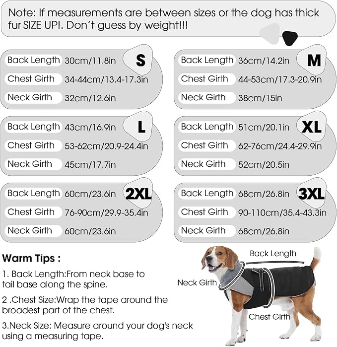 Nanaki Large Dog Coat For Winter Waterproof, Warm Fleece Lining Reflective Large Dog Jacket With Leash Hole, Furry Collar Cold Weather Puppy Vest Outdoor Walking Hunting Easy On Pet Snowsuit Black 2XL