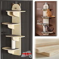 Door Hanging Cat Shelf 4-Levels Cat Tree Climber, No Drilling, Natural Solid Wood Cats Shelves Ladder, 59x15x10inch Pet Jump Shelf(Panda)