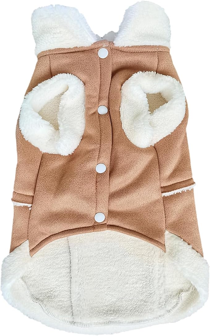 Jecikelon Bowtie Dog Cold Weather Coat Fleece Lining Warm Pet Puppy Turtleneck Dogs Winter Clothes for Small Dogs with D-Ring (Khaki, X-Large)