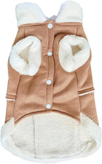 Jecikelon Bowtie Dog Cold Weather Coat Fleece Lining Warm Pet Puppy Turtleneck Dogs Winter Clothes for Small Dogs with D-Ring (Khaki, X-Large)