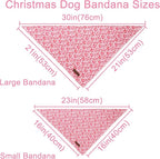 Valentine Triangle Pink Heart Bandana, Cotton Kerchief for Small to Medium Dogs or Cats, Adorable Puppy or Boy Dog Scarf