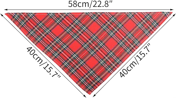 Segarty Fall Dog Bandanas, 10 Pack 22.8"x15.7" Plaid Bibs Pet Triangle Scarf Accessories Bulk for Small Medium Cats Dogs Large Puppy Dogs, Washable Adjustable Boy Pets Birthday Kerchief