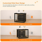 DWANTON Dog Crate Furniture with Cushion, Wooden Kennel Table with Double Doors, Indoor Dog House, Medium Size, 32.5" L, Black+Gold