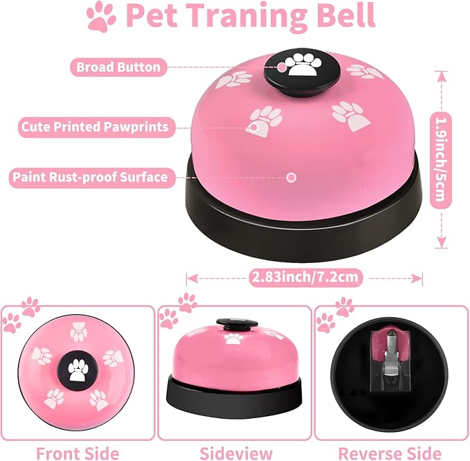 3 Pack Dog Doorbells, Pet Training Bells for Outside Potty Training and Communication, Bell for Dog Cat Puppy Interactive Toys (Pink, 3 Pack)