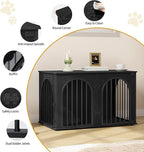 39.4" Wooden Dog Crate Furniture, Indoor Dog Kennel Dogs Cage for Small/Medium/Large Dogs, Heavy Duty Dog Crates Decorative Pet House End Side Table TV Stand, Black DFC84104B