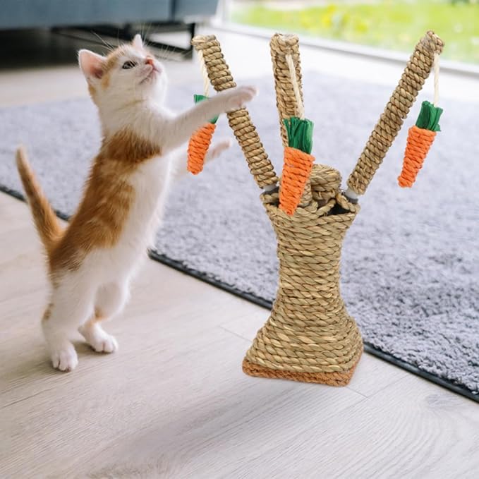 Hypeety Natural Rattan Carrot Chew Toy for Rabbits Durable Bunny Toys for Indoor Bunnies Safe Chewing and Climbing Enrichment
