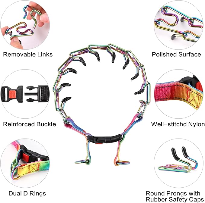 Prong Training Collar with Comfort Tips and Quick Release Snap Buckle - Classic Collar and Leash for Small to Large Dogs