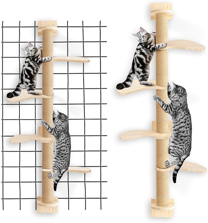 Cat Tree with Toy, Cat Tower for Indoor Cats, 76.8 inch Cat House with Padded Plush Perch, Cozy Hammock and Sisal Scratching Posts, Funny Toys Kittens Pet Play House 1 Set