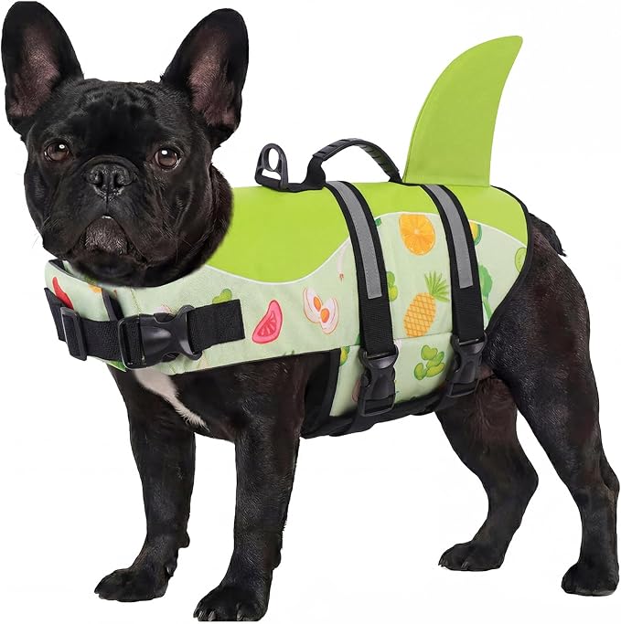 ASENKU Dog Life Jacket - Pet Safety Vest for Swimming & Boating, Shark Life Jacket with Floatation, Dog Lifesavers Swimsuits for Small Medium Large Dogs (Fruit, S)