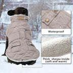 KYEESE Dog Coat Windproof Pet Sweater with Warm Pet Winter Puffer Coat with Leash Hole Waterproof Pets Clothes for Cold Weather Soft Dogs Jacket with Pocket Thick Dog Coats for Medium Dogs