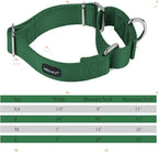 Mikivery Martingale Dog Collar Nylon Adjustable and Safety Training Colourful Comfortable Metal Buckle Pet Collars for Small Medium and Large Dogs(Dark Green,M)