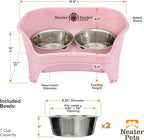 Neater Feeder Express Mess Proof Dog Bowls Elevated for Medium to Large Sized Breed, No Spill Raised Dog Food Bowl Stand, Stainless Steel Food and Water Bowl Set, Pet Dish Feeding Station, Pink