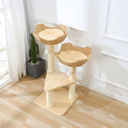 SHENGOCASE Cat Tree Tower with Rattan Wicker Basket, 2 Large Nest Baskets Bed, Window Perch for Large Cats up to 25 lbs
