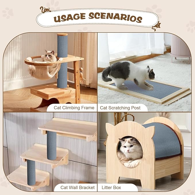 Eunice Cat Scratching Mat, Self-Adhesive Cat Scratch Carpet, Trimmable Replacement Carpet Pad for Tree Wall Cat Scratching Post DIY Couch Protector (Light Gray, 15.8'' x 158'')