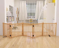YOCAN Paint-Free Wooden Freestanding Dog Gates for The House, Doorways, Stairs,Wood Pet Fences Indoor Pet Gate,Step Over Fence-5 Panels L:115" H:23"