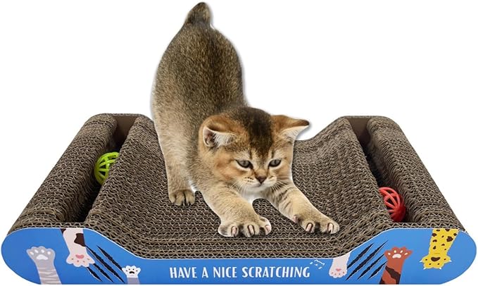 Cat Scratcher Cardboard | Reversible Corrugated Scratch Pad | Eco-Friendly | Durable | for Indoor Cats | Includes Catnip